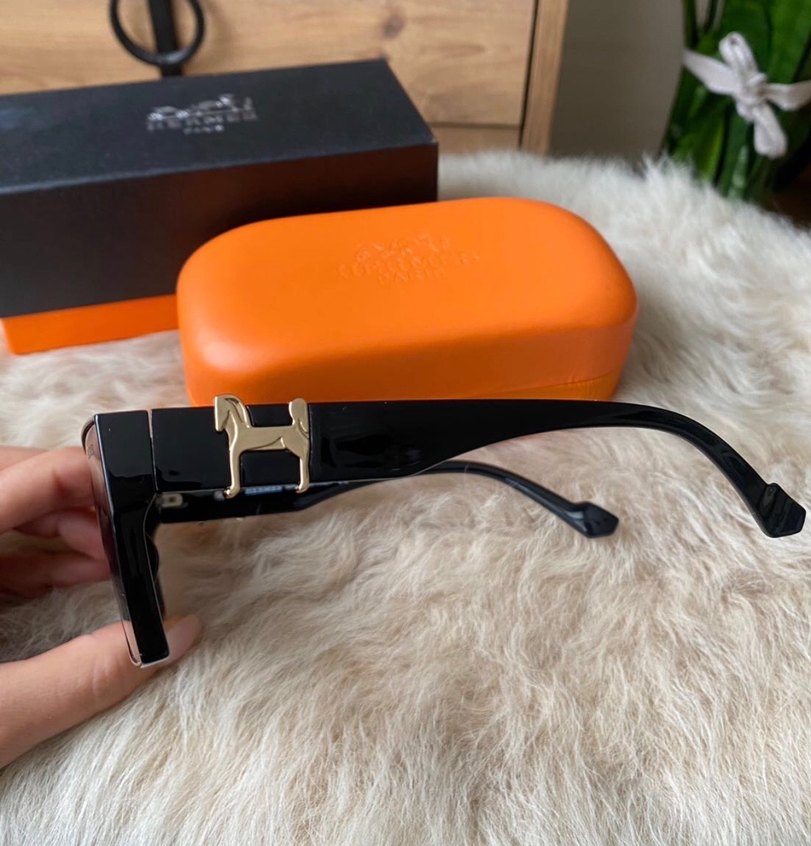 Hermès Siyah Tokalı Biker Güneş Gözlüğü - Görsel 4