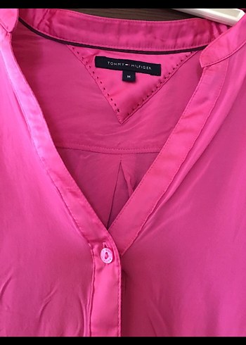 Pembe V Yaka Düğmeli Kadın Gömlek - Görsel 4