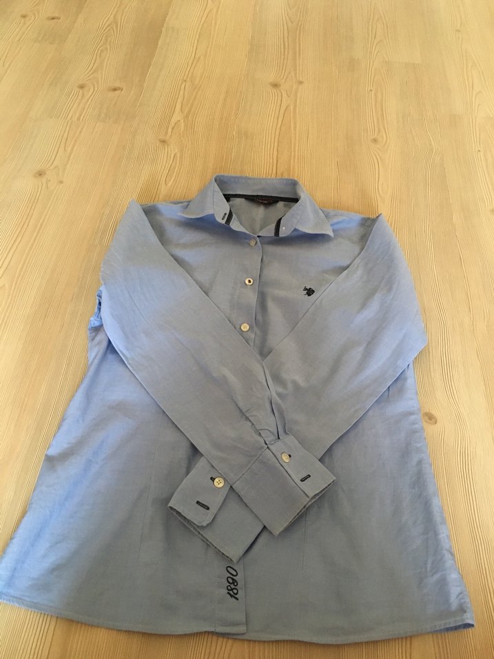 Düğmeli Mavi Denim Kadın Gömlek - Görsel 2