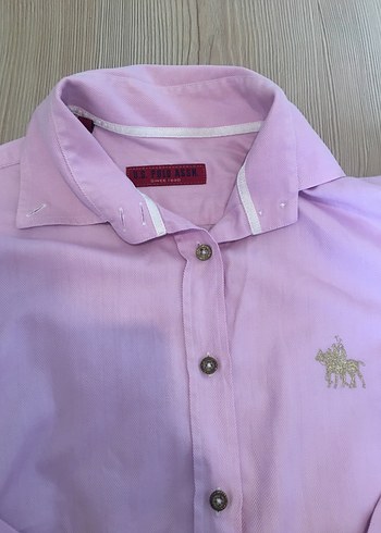 Pembe Kadın Uzun Kollu Düğmeli Gömlek - Görsel 4