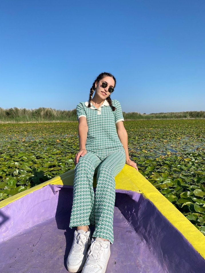 Yeşil Kareli Midi Kadın Takım - Görsel 2