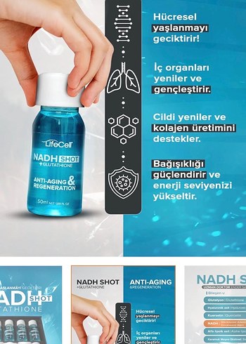 LifeCell NADH Shot Anti-Aging & Yenilenme 10'lu - Görsel 7