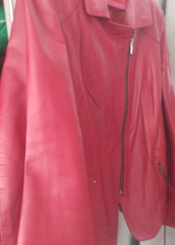 Pembe Deri Kadın Biker Ceket - Görsel 2