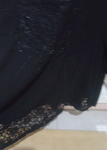 Dantel Detaylı Siyah Uzun Kollu Gömlek - Görsel 4