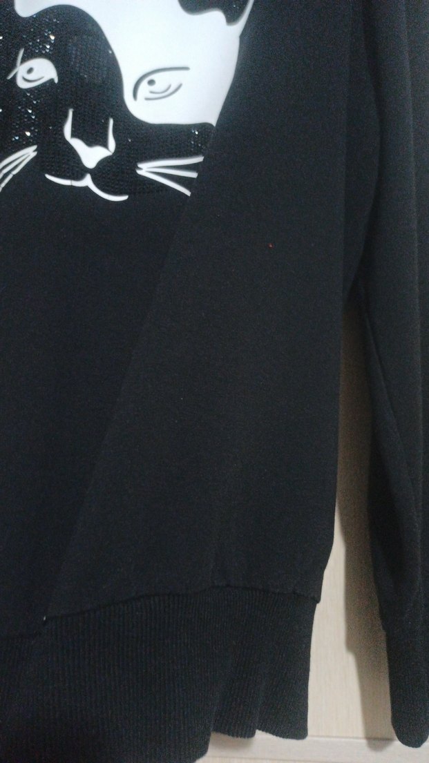 Kadın Siyah Baskılı Goth Sweatshirt - Görsel 2