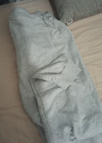 Düğmeli Gri Kadın Keten Eşofman Altı - Görsel 3