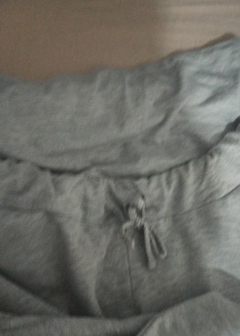 Düğmeli Gri Kadın Keten Eşofman Altı - Görsel 4