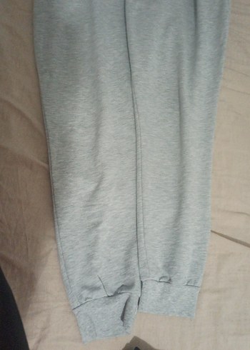 Düğmeli Gri Kadın Keten Eşofman Altı - Görsel 2