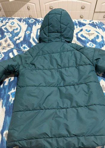 Kürklü Kapüşonlu Erkek Çocuk Koyu yeşil Mont - Görsel 2