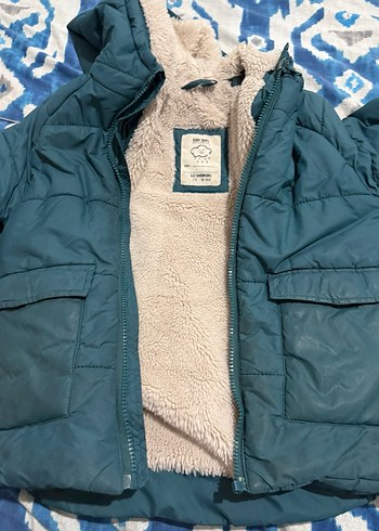 Kürklü Kapüşonlu Erkek Çocuk Koyu yeşil Mont - Görsel 3