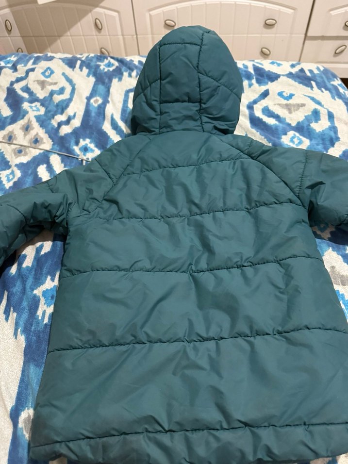 Kürklü Kapüşonlu Erkek Çocuk Koyu yeşil Mont - Görsel 2