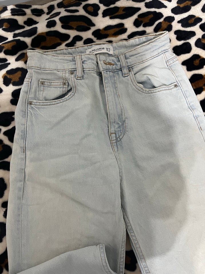 Gri Bağlama Desenli Rahat Kesim Kadın Jean - Görsel 2