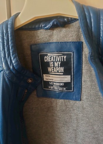 Mavi Deri Motorcu Ceket - Görsel 3