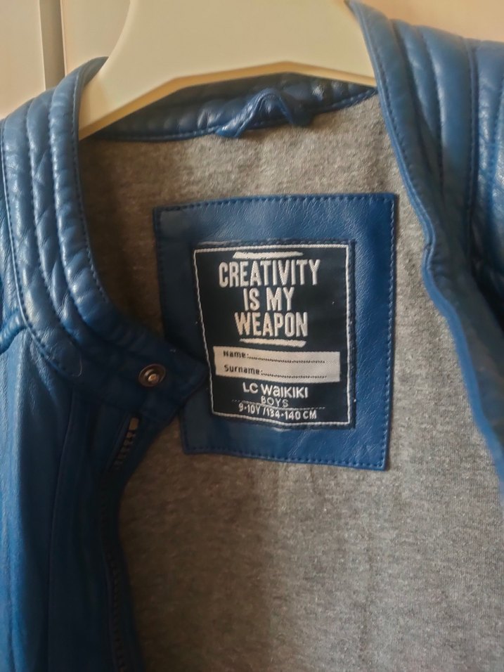 Mavi Deri Motorcu Ceket - Görsel 3