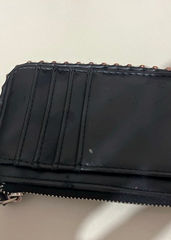 Stradivarius Siyah Deri Fermuarlı Cüzdan - Görsel 2