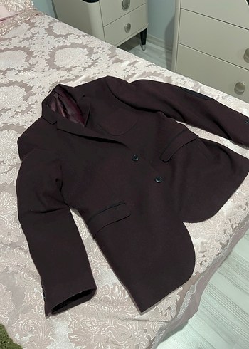 Bordo Erkek Ceket Notch Yaka Düğmeli - Görsel 2