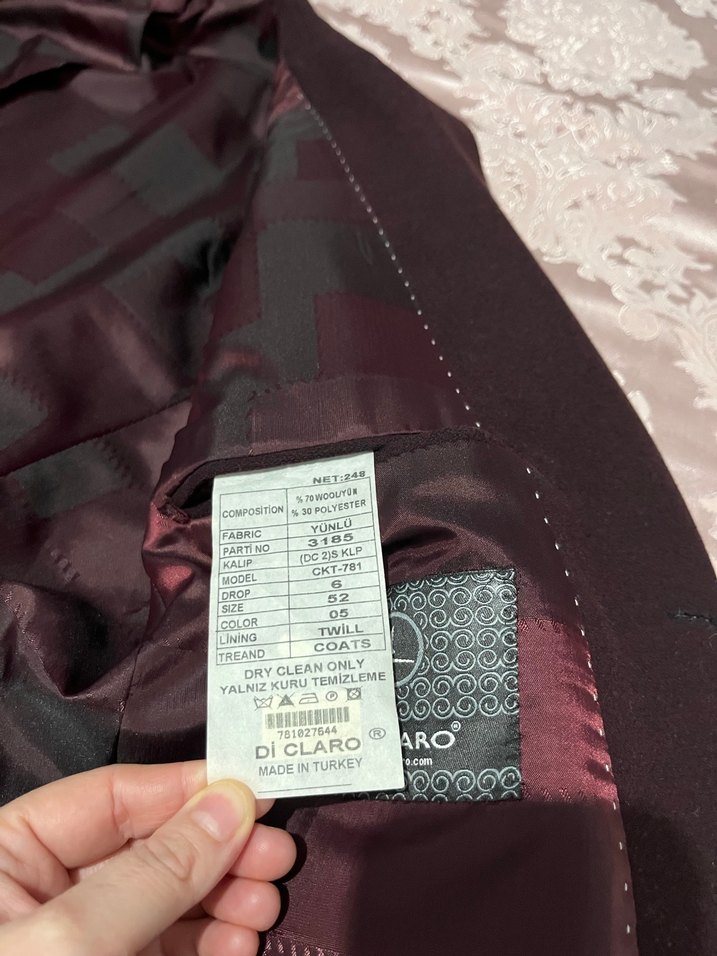 Bordo Erkek Ceket Notch Yaka Düğmeli - Görsel 4