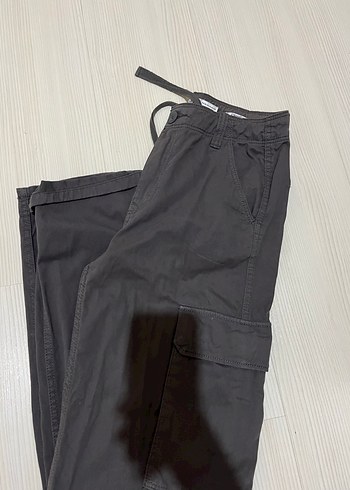 Gri Kadın Bel Detaylı Bol Kesim Pantolon - Görsel 2