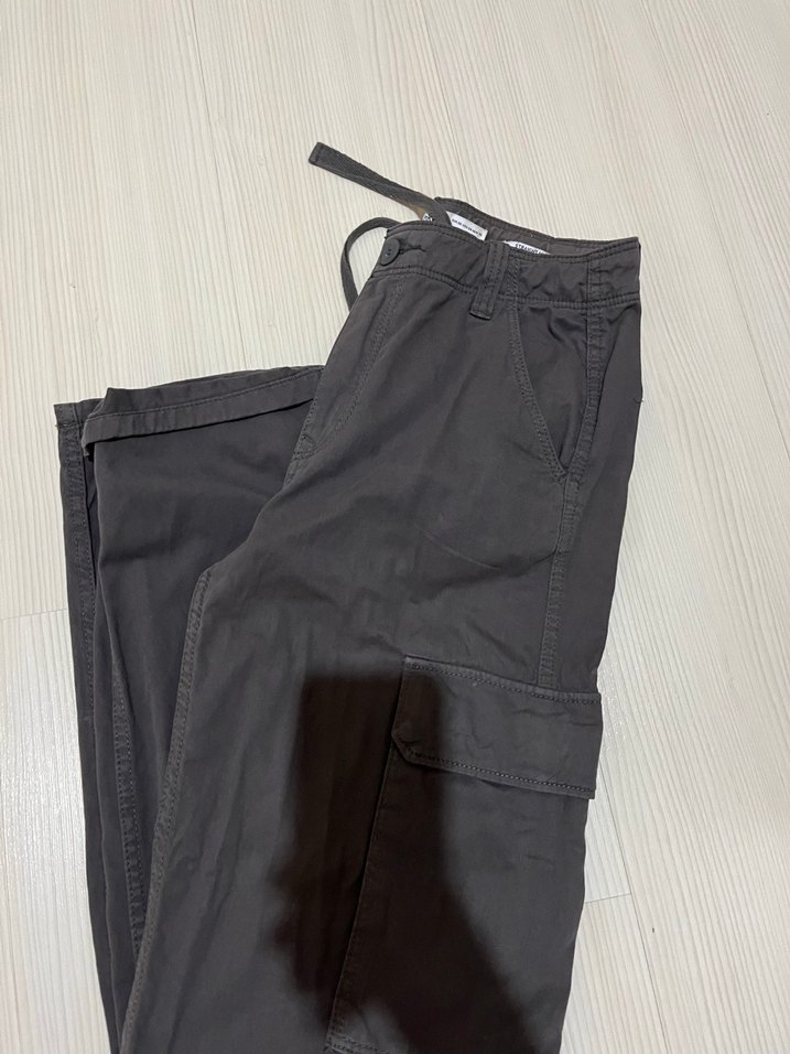 Gri Kadın Bel Detaylı Bol Kesim Pantolon - Görsel 2