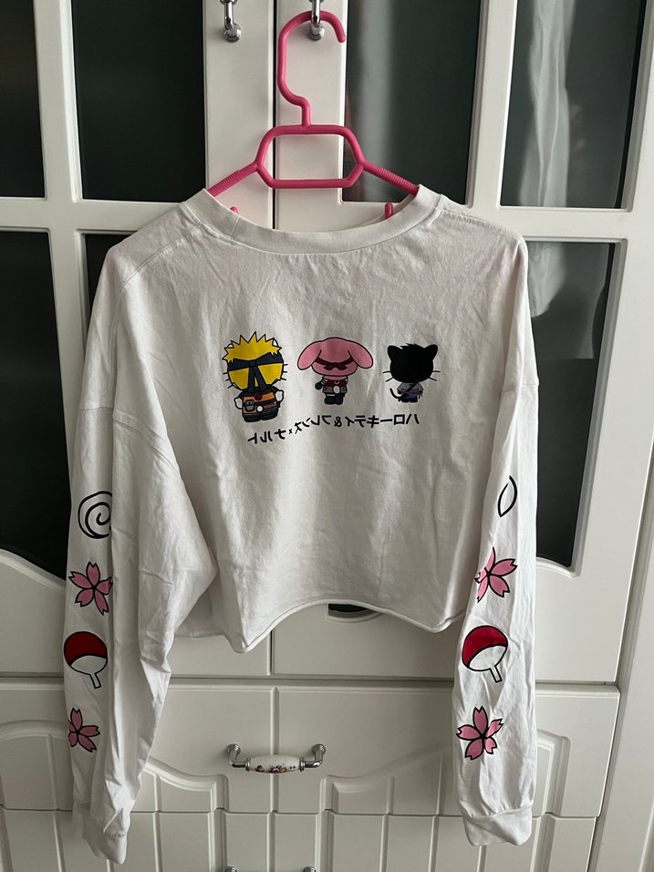 Kadın Beyaz Pamuklu Uzun Kollu Baskılı Tişört - Görsel 2