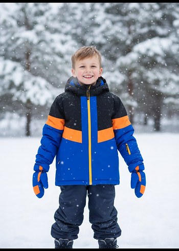 Columbia Erkek Çocuk Mavi Bej Kahve Kırmızı Mont - Görsel 2