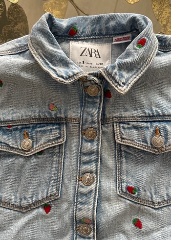 Nakışlı Düğmeli Kız Denim Ceket - Görsel 4