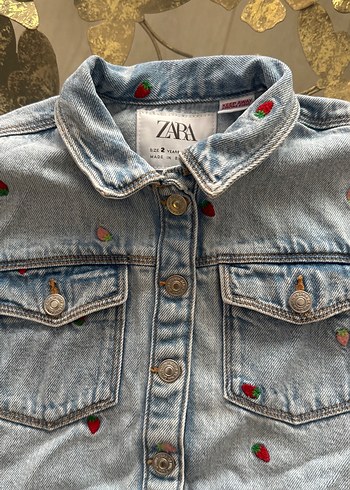 Nakışlı Düğmeli Kız Denim Ceket - Görsel 2