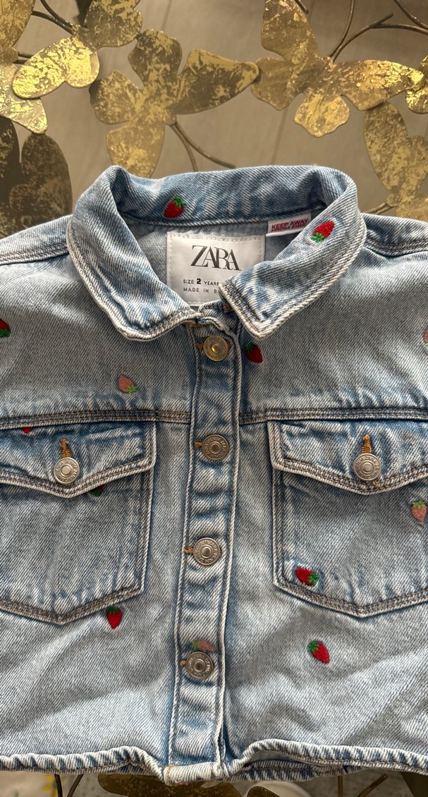 Nakışlı Düğmeli Kız Denim Ceket - Görsel 2