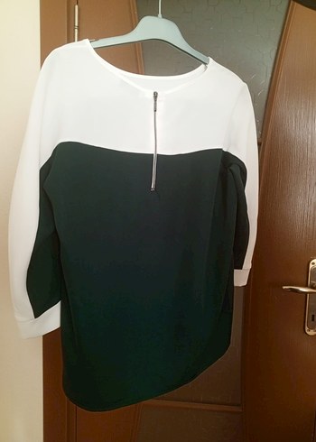 Beyaz Siyah Uzun Kollu Kadın Bluz - Görsel 2