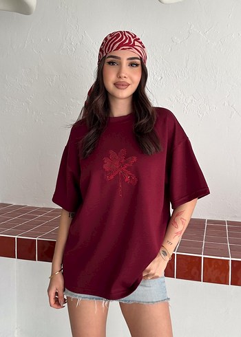 Nakış İşlemeli Oversize Modal Tişört - Yeni Sezon - Görsel 7