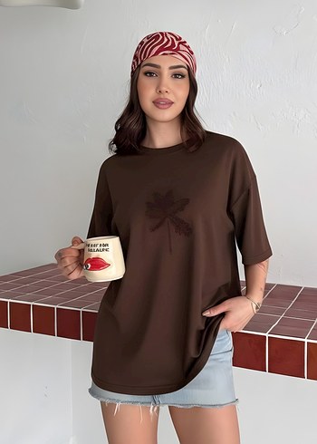 Nakış İşlemeli Oversize Modal Tişört - Yeni Sezon - Görsel 5