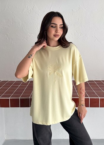Nakış İşlemeli Oversize Modal Tişört - Yeni Sezon - Görsel 2