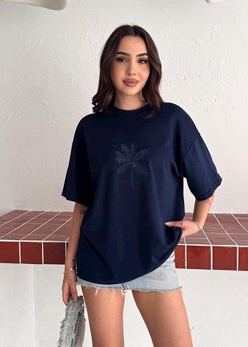 Nakış İşlemeli Oversize Modal Tişört - Yeni Sezon - Görsel 8
