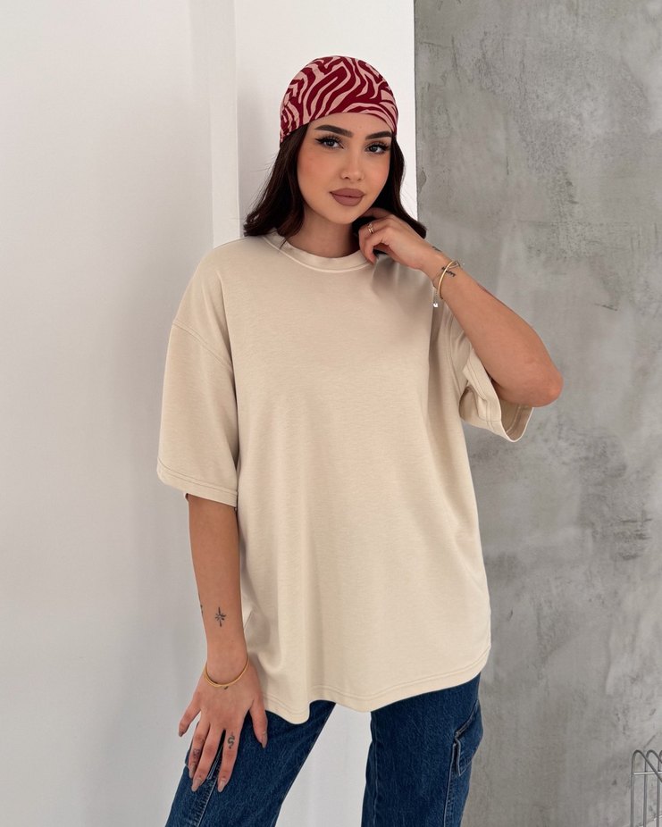 Premium Seri Standart Beden Oversize Basic T-Shirt - Görsel 4