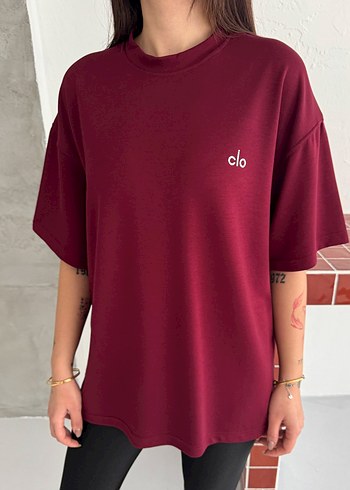 Oversize Modal Kumaş Alo Nakışlı T-Shirt - Yeni Sezon - Görsel 3