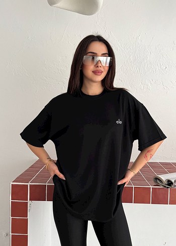 Oversize Modal Kumaş Alo Nakışlı T-Shirt - Yeni Sezon - Görsel 5