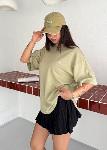 Oversize Modal Kumaş Alo Nakışlı T-Shirt - Yeni Sezon - Görsel 9