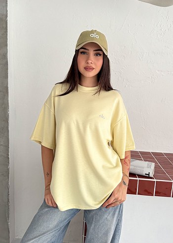 Oversize Modal Kumaş Alo Nakışlı T-Shirt - Yeni Sezon - Görsel 8