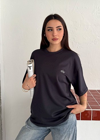 Oversize Modal Kumaş Alo Nakışlı T-Shirt - Yeni Sezon - Görsel 6