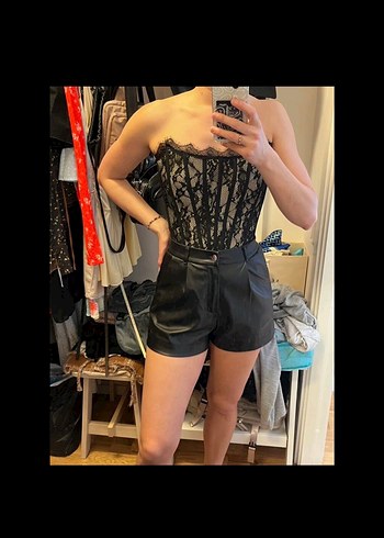 Dantelli Siyah Straplez Bustiyer - Görsel 2