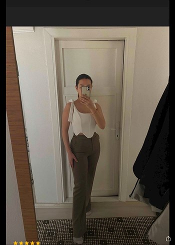 Beyaz Kısa Mini Denim Bustiyer - Görsel 3