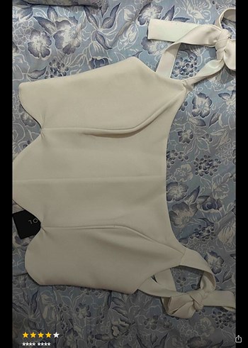 Beyaz Kısa Mini Denim Bustiyer - Görsel 2