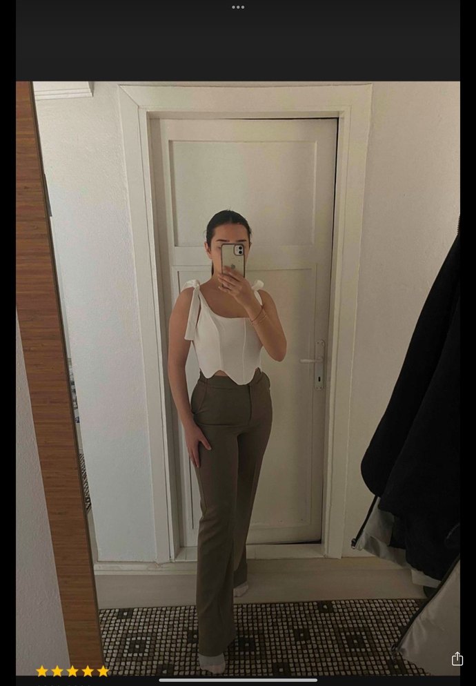 Beyaz Kısa Mini Denim Bustiyer - Görsel 3