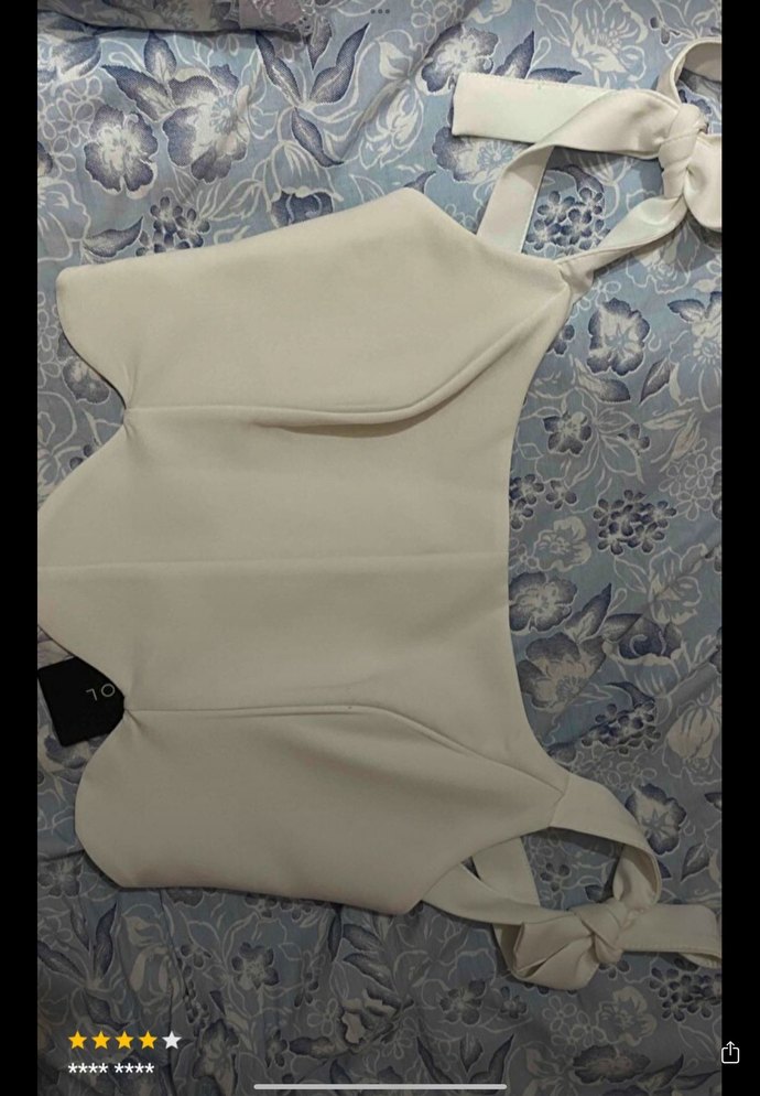 Beyaz Kısa Mini Denim Bustiyer - Görsel 2