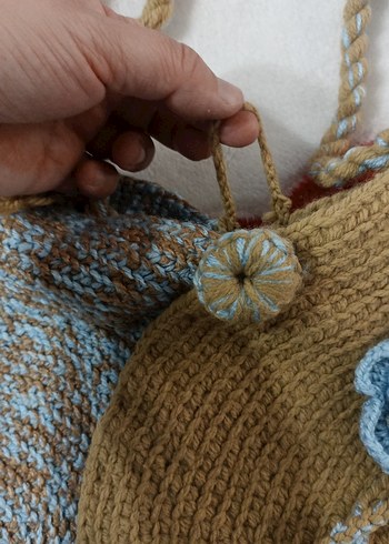 Renkli Nakışlı Örgü Bohem Kadın Çantası sıfır - Görsel 4