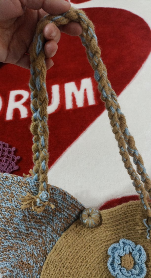 Renkli Nakışlı Örgü Bohem Kadın Çantası sıfır - Görsel 5