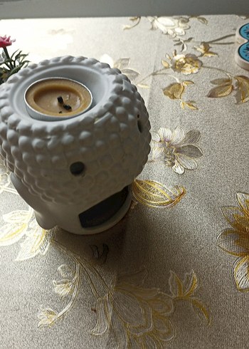 Pastel Pembe Saksıda Yapay Gül Çiçeği ikili mumluk - Görsel 7