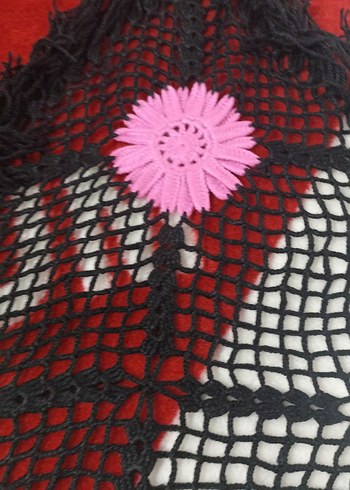 Renkli Dantel Detaylı Örgü Bohem Kadın Şal - Görsel 5