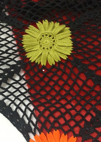 Renkli Dantel Detaylı Örgü Bohem Kadın Şal - Görsel 6