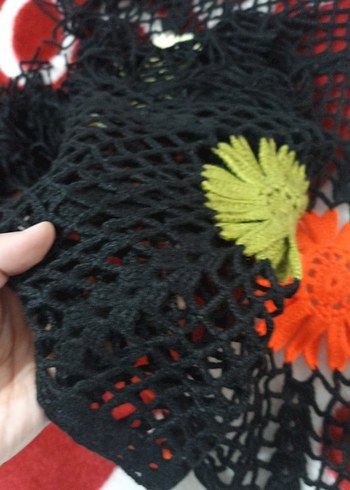 Renkli Dantel Detaylı Örgü Bohem Kadın Şal - Görsel 7